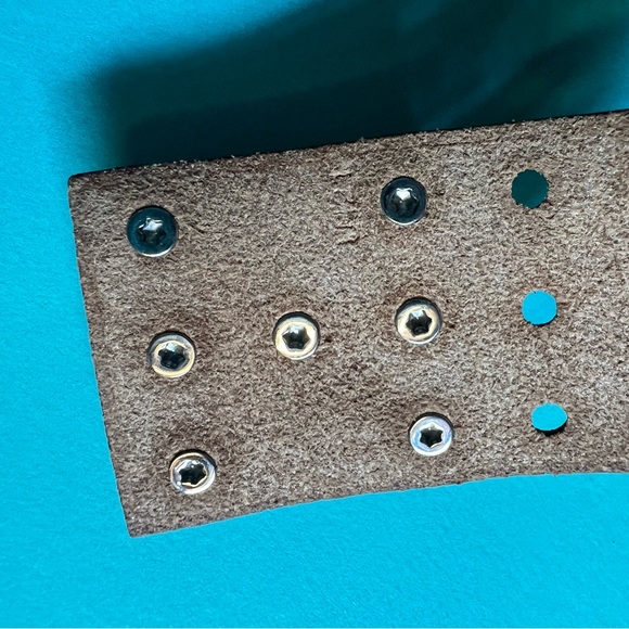 Hermes Perforated Brown Cowhide Leather Silver Tone Bracelet RARE!!! - Picture 14 of 16